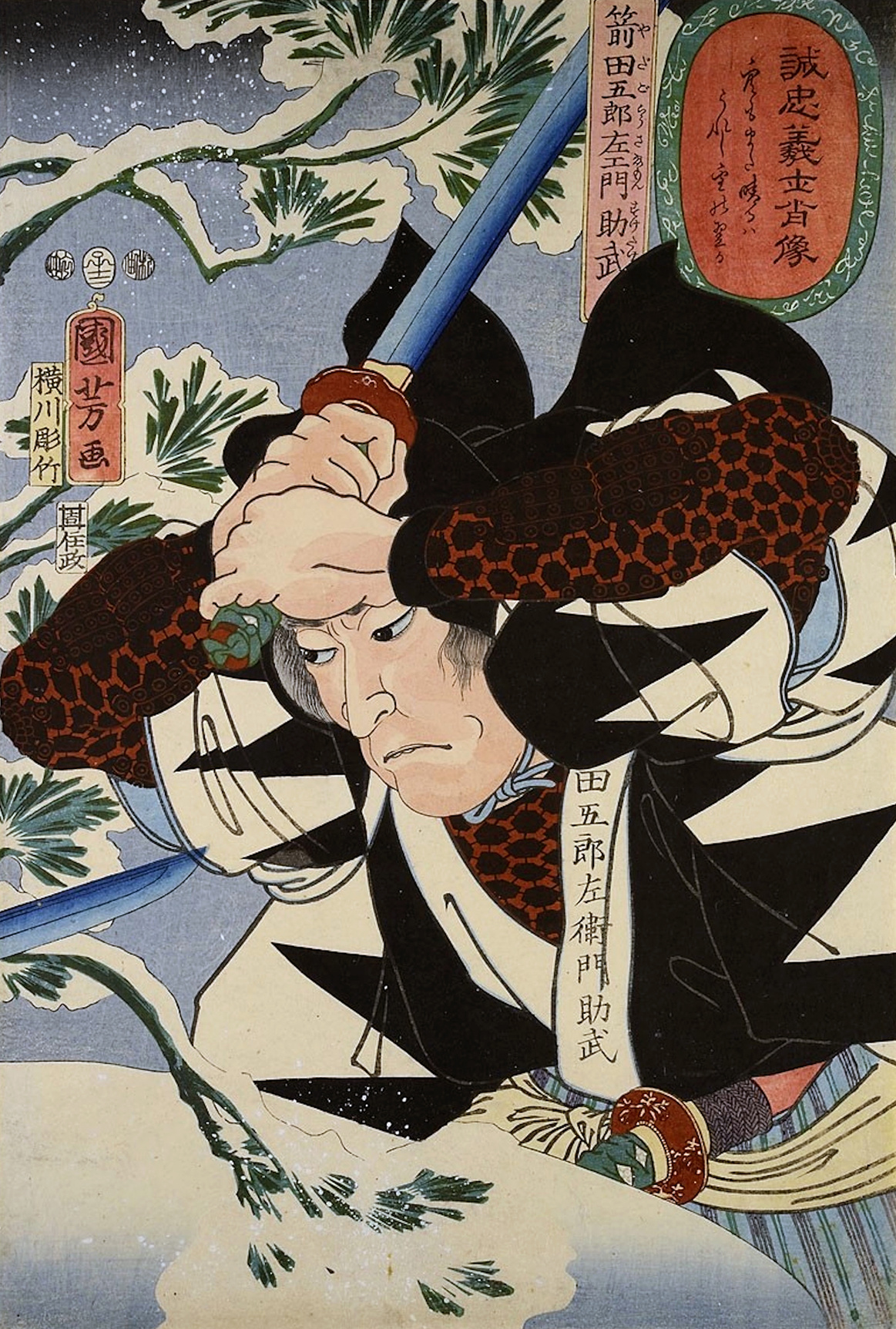 Yada Gorōzaemon Suketake, from the series: Images of the Sincerely Faithful Warriors. Courtesy of Museum für Kunst und Gewerbe Hamburg, Europeana